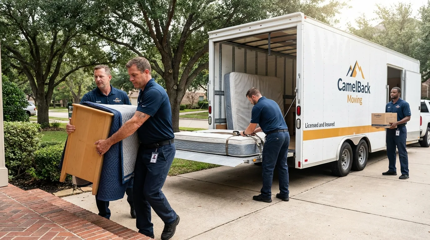 Crew loading residential truck for cross-state move from Renton, WA