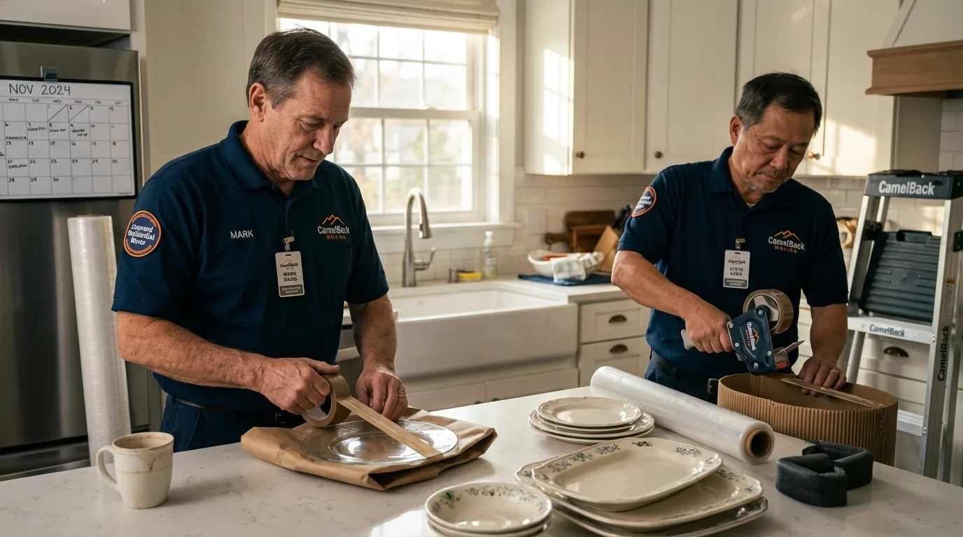 Professional crew packing kitchen dishware in Renton, WA